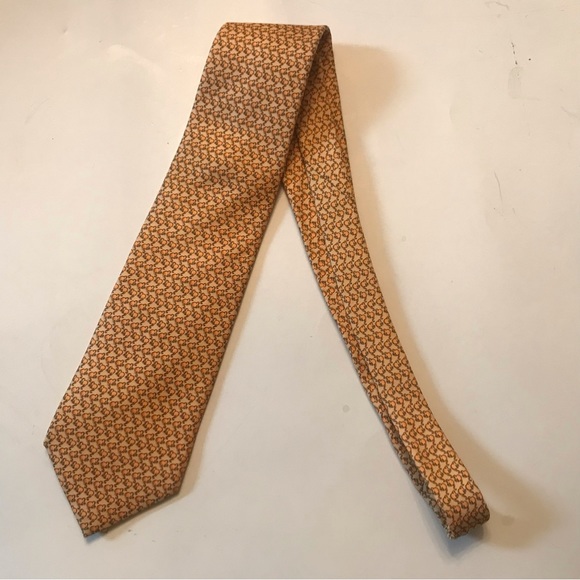 Daks London mouse print silk neck tie orange novelty - Picture 2 of 8